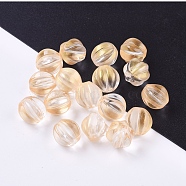 Transparent Glass Beads, with Glitter Powder, Pumpkin, PeachPuff, 10.5mm, Hole: 1mm(GLAA-L027-K06)