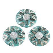 Dyed Natural Shell Cabochons, Flat Round, Dark Turquoise, 41x3.5mm(SHEL-P018-01B-01)