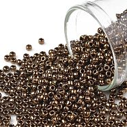 TOHO Round Seed Beads, Japanese Seed Beads, (1705) Gilded Marble Brown, 11/0, 2.2mm, Hole: 0.8mm, about 5555pcs/50g(SEED-XTR11-1705)