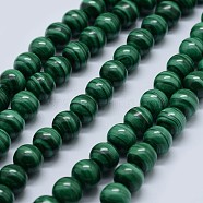 Natural Malachite Beads Strands, Grade AA, Round, 10mm, Hole: 0.8mm, about 40pcs/strand, 15.5 inch(39.5cm)(G-F571-27AA1-10mm)