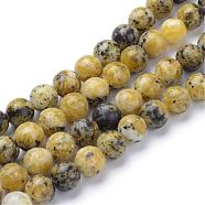 Natural Yellow Turquoise(Jasper) Beads Strands, Round, 6mm, Hole: 1mm, about 65pcs/strand, 15.7 inch(G-R345-6mm-44)