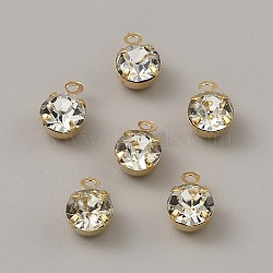 Brass Micro Pave Cubic Zirconia Charms, Round, Golden, 8.5x6x5mm, Hole: 1mm(X-KK-WH0062-112D-G)