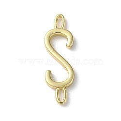 Rack Plating Brass Connector Charms, for Personalized Name Necklace Making, Cadmium Free & Lead Free, Long-Lasting Plated, Real 18K Gold Plated, Letter S, 22.5x7x1.5mm, Hole: 3x0.8mm(KK-P245-07G-S)