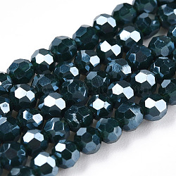 Opaque Glass Beads Strands, Faceted, Round, Marine Blue, 3mm, Hole: 0.8mm, about 164~166pcs/strand, 19.69~19.88 inch(50~50.5cm)(EGLA-A035-P3mm-A17)