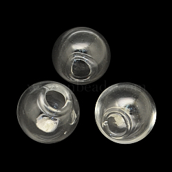 Round Handmade Blown Glass Globe Ball Bottles, One Hole, for Glass Vial Pendants Making, Clear, 8mm, Hole: 3mm(X-BLOW-R002-8mm)