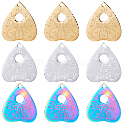 12Pcs 3 Colors 304 Stainless Steel Pendants, Heart with Cat Charms, Mixed Color, 25x22x1.4mm, Hole: 2mm, 4pcs/color(STAS-SC0005-45)