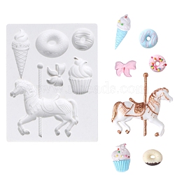 Merry-go-Round Food Grade DIY Silicone Molds, Fondant Molds, Baking Molds, Chocolate, Candy, Biscuits, UV Resin & Epoxy Resin Jewelry Making, Snow, 109x85x9mm(X-DIY-M017-04)