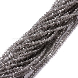 Cat Eye Beads Strands, Round, Faceted, Gray, 3mm, Hole: 0.2mm, 14.17 inch(36cm), 122pcs/strand(CE-I005-B24)