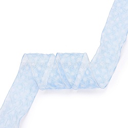 20 Yards Polyester Mesh Ribbon, Pleated Polka Dot Ribbon for Wedding, Gift, Party Decoration, Cornflower Blue, 1-5/8 inch(42mm), about 20.00 Yards(18.29m)/Roll(SRIB-P021-E04)