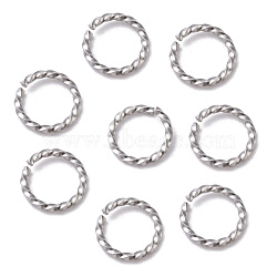 Tarnish Resistant 304 Stainless Steel Jump Rings, Open Jump Rings, Twisted, Stainless Steel Color, 18 Gauge, 8x1mm, Inner Diameter: 6mm(STAS-F191-12P-C)