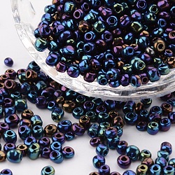 6/0 Glass Seed Beads, Iris Round, Colorful, about 4mm in diameter, hole: 1mm, about 4500pcs/pound(SDB4mm604)