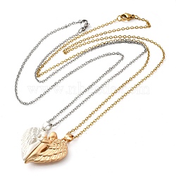 2Pcs 2 Color Alloy Magnetic Heart Pendant Necklaces Set, Matching Couple Necklaces for Valentine's Day , Golden, 19.49''(49.5cm)(NJEW-Z016-01G)