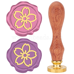 Brass Wax Seal Stamps with Rosewood Handle, for DIY Scrapbooking, Flower, 25mm(AJEW-WH0412-0085)