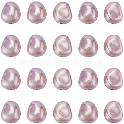 30Pcs Spray Painted ABS Plastic Beads, Imitation Pearl, Oval, Dyed, AB Color Plated, Old Rose, 16x13.5x10mm, Hole: 2mm(KY-SC0002-09B)