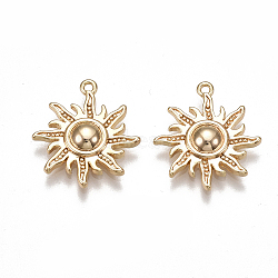 Brass Pendants, Nickel Free, Real 18K Gold Plated, Sun, 17.5x15.5x3mm, Hole: 1mm(X-KK-T038-401G)