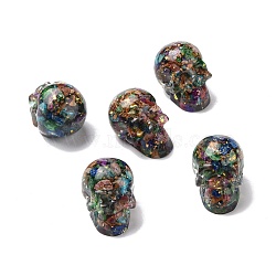 Transparent Resin Natural Imperial Jasper Dyed Chips Beads, No Hole/Undrilled, Skull, 30x21.5x22.5mm(G-E185-10)