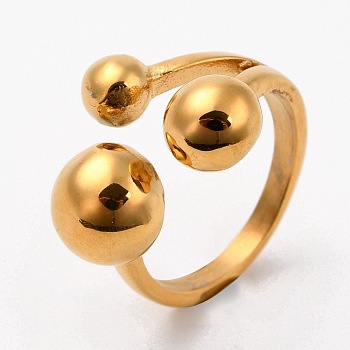 304 Stainless Steel Finger Rings, Round, Golden, Size 6~9, 16~19mm