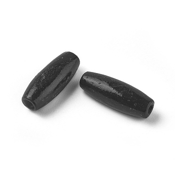 Dyed Natural Long Oval Wood Beads, Oval/Oblong, Lead Free, Black, 23x8~9mm, Hole: 2.5mm, about 2000pcs/1000g