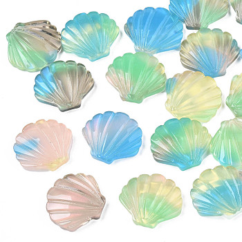 Opaque Cellulose Acetate(Resin) Cabochons, Shell, Mixed Color, 17.5x19x4mm
