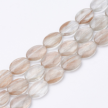 Synthetic Rutilated Quartz Beads Strands, Oval, Misty Rose, 18~18.5x13~13.5x5mm, Hole: 1mm, about 22pcs/strand, 15.7 inch