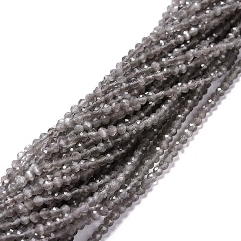 Cat Eye Beads Strands, Round, Faceted, Gray, 3mm, Hole: 0.2mm, 14.17 inch(36cm), 122pcs/strand