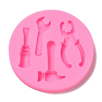 Food Grade Silicone Molds, Fondant Molds, Baking Molds, Chocolate, Candy, Biscuits, UV Resin & Epoxy Resin Jewelry Making, Screwdriver & Spanner & Hammer & Pliers, Random Single Color or Random Mixed Color, 83x10mm, Inner Diameter: 43~51x11~28mm