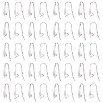 304 Stainless Steel Earring Hooks, with Horizontal Loop, Stainless Steel Color, 19x3mm, Hole: 2.5mm, 21 Gauge, Pin: 0.7x1mm, 50pcs/box