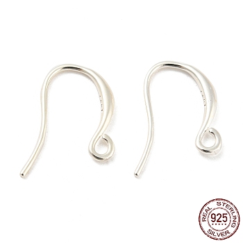 925 Sterling Silver Hoop Earring Findings, Silver, 17x1.5mm, Hole: 0.6mm, Pin: 0.7mm