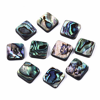 Natural Abalone Shell/Paua Shell Beads, Rhombus, Colorful, 15.5x15.5x3.5mm, Hole: 1mm, Side Length: 12.5mm