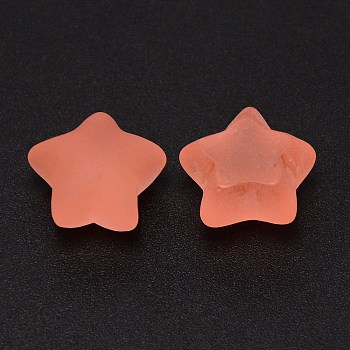 Frosted Resin Cabochons, Star, Light Salmon, 18x19x12mm