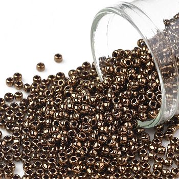 TOHO Round Seed Beads, Japanese Seed Beads, (1705) Gilded Marble Brown, 11/0, 2.2mm, Hole: 0.8mm, about 5555pcs/50g