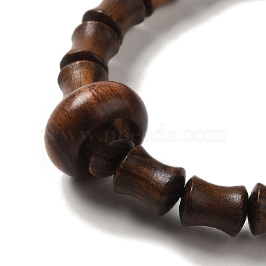 Black Rosewood Bamboo Joint Beaded Stretch Bracelet(BJEW-B080-13B)-3