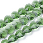 Transparent Glass Beads, Faceted, Heart, Green, 14x14x8.5mm, Hole: 1mm