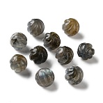 Natural Labradorite Carved Beads, Round, 16.5~17.5x16~17mm, Hole: 1~1.2mm(GG-CBABD99-02A)