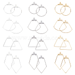 24Pcs 12 Style Sector & Ring & Trapezoid & Rhombus 304 Stainless Steel Pendants, Hoop Earring Findings, Mixed Color, 2pcs/style(STAS-UN0027-16)