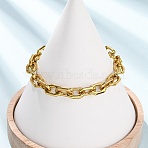304 Stainless Steel Rectangle Link Chain Bracelets for Women, Golden, 6.57 inch(16.7cm)(BJEW-F536-17G)