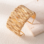 Braided Iron Cuff Bangles, Wide Bangles for Women, Golden, Inner Diameter: 2.56 inch(6.5cm), 43mm wide(WGFA891-03)