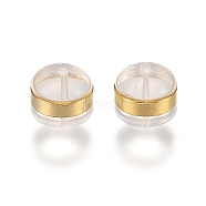 Brass Rings Silicone Ear Nuts, Earring Backs, Golden, 5.7x5.7x4.5mm, Hole: 1mm(SIL-N003-03G)