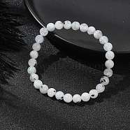 Natural Rainbow Moonstone Round Beaded Stretch Bracelet, Inner Diameter: 2-3/8 inch(6cm)(BJEW-TA00343)