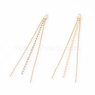 Brass Ball Chain Tassel Big Pendants, with Cubic Zirconia, Clear, Real 18K Gold Plated, 71x4.5x1.5mm, Hole: 1.6mm(X-KK-T038-45G)