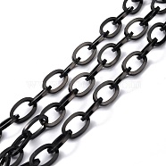Ion Plating(IP) 304 Stainless Steel Cable Chains, Unwelded, with Spool, Flat Oval, Electrophoresis Black, 17.5x11.5x2mm, about 16.40 Feet(5m)/Roll(STAS-P301-02EB)