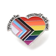 Rainbow Color Pride Flag Enamel Pin, Alloy Brooch for Backpack Clothes, Heart Pattern, 30x24mm(FEST-PW0001-088K)