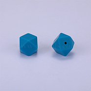 Hexagonal Silicone Beads, Chewing Beads For Teethers, DIY Nursing Necklaces Making, Teal, 23x17.5x23mm, Hole: 2.5mm(SI-JX0020A-34)