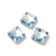 Glass Rhinestone Cabochons, Point Back & Back Plated, Faceted, Square, Light Azore, 5x5x2mm(RGLA-P037-06A-D202)
