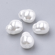 Eco-Friendly Plastic Imitation Pearl Beads, High Luster, Grade A, White, 7.5x6mm, Hole: 1.2mm(MACR-T013-17)