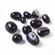 Natural Black Onyx Beads, Dyed & Heated, Oval, 10~21x7~15mm, Hole: 1.2~1.6mm(G-L533-01)