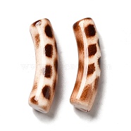 Spray Painted Leopard Print Opaque Acrylic Beads, Tube, Peru, 31x8x9.5mm, Hole: 1.8mm, about 345pcs/500g(OACR-L013-036)