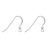 925 Sterling Silver Earring Hooks, Silver, 17x22x2.5mm, Hole: 2mm, Pin: 0.6mm(X-STER-K167-067S)