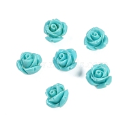 Synthetic Coral Carved Beads, Dyed, Flower, Half Drilled, Turquoise, 11x9mm, Hole: 1mm(CORA-C003-16E)