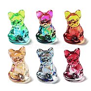 Two Tone Electroplate K9 Glass 3D Dog Figurines, for Home Office Desktop Decoration, Mixed Color, 35x33x49~49.5mm(GLAA-B016-01)